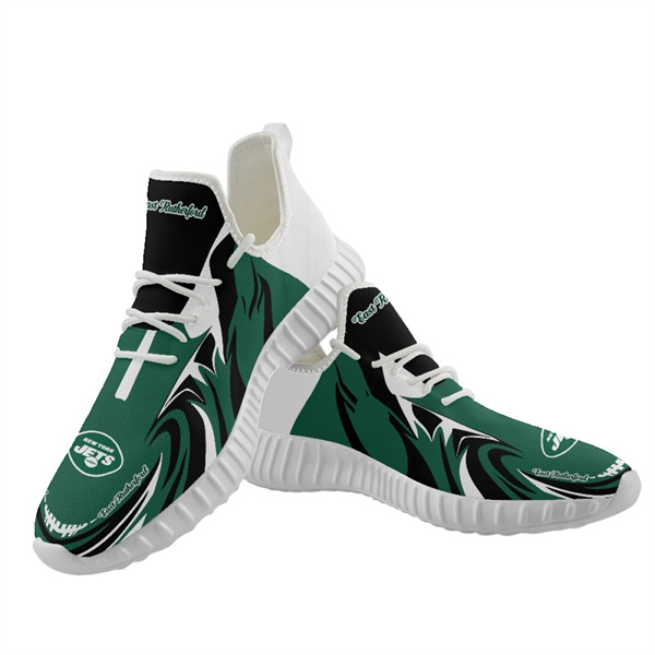 Women's New York Jets Mesh Knit Sneakers/Shoes 006